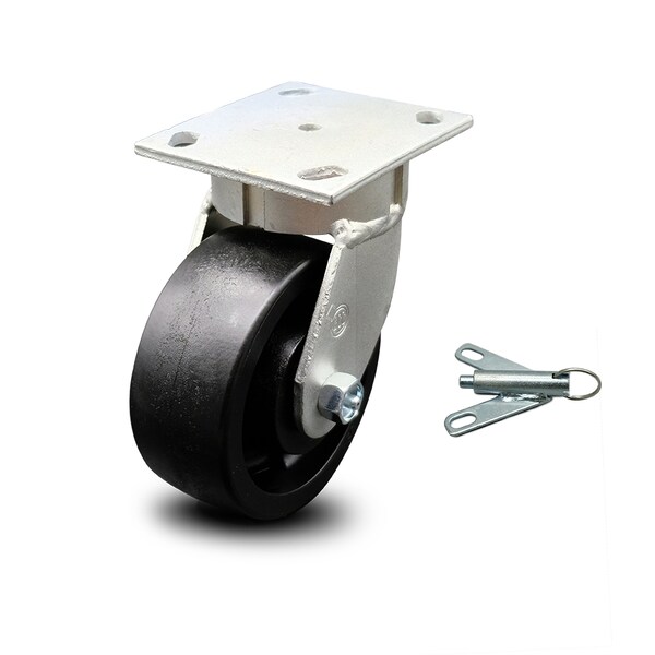 Service Caster 5 Inch Kingpinless Glass Filled Nylon Wheel Swivel Caster with Swivel Lock SCC SCC-KP30S520-GFNR-BSL - main
